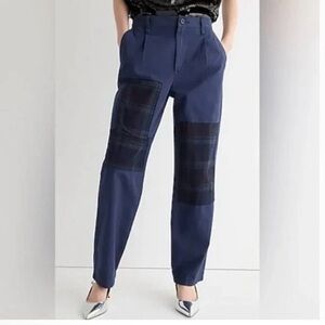 J.Crew Pleated slouchy boyfriend chino pant with plaid patches - Size 26
